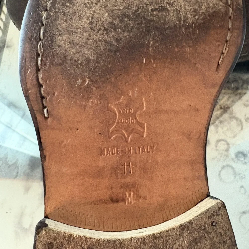 Bachrach Shoes Mens Size 11 Made in Italy Leather Derby Apron Toe‎ Black Dress